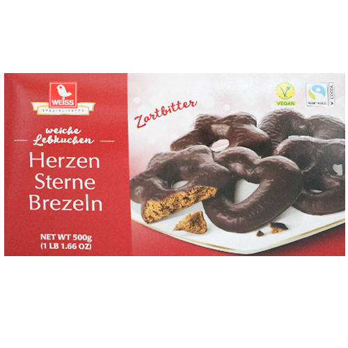 Weiss Lebkuchen Herzen Sterne Brezeln Zartbitter 