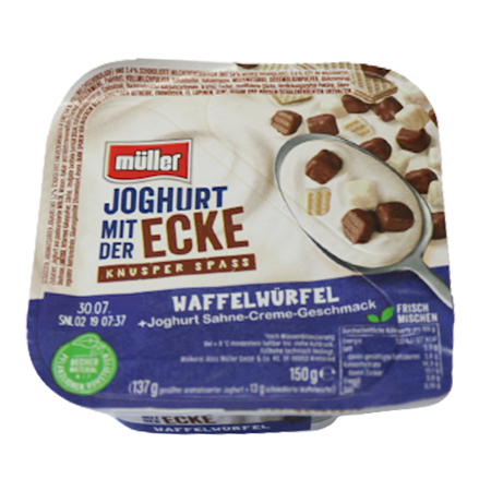 Müller Joghurt mit der Ecke Waffelwürfel 150g