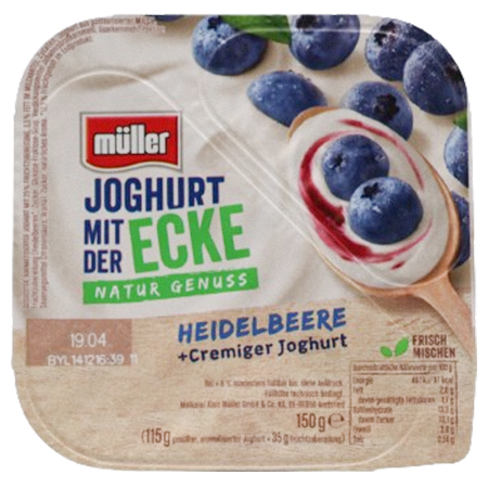 Müller Joghurt mit der Schlemmer-Ecke Heidelbeere